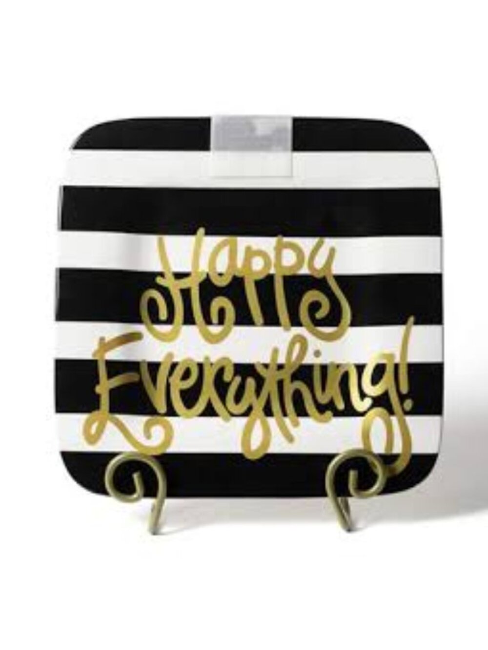 Coton Colors Happy Everything Black Stripe Mini Platter NEW in box
